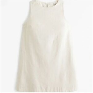 Abercrombie & Fitch Linen Sleeveless Shift Dress Women’s XL White Mini